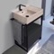 Console Sink Vanity With Beige Travertine Design Ceramic Sink and Beige Travertine Design Drawer, 27
